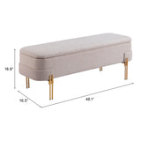 Lebreton Storage Bench, Oatmeal Beige-Furniture - Benches-High Fashion Home
