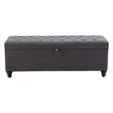 Halifax Storage Bench, Gravel Gray-Furniture - Benches-High Fashion Home