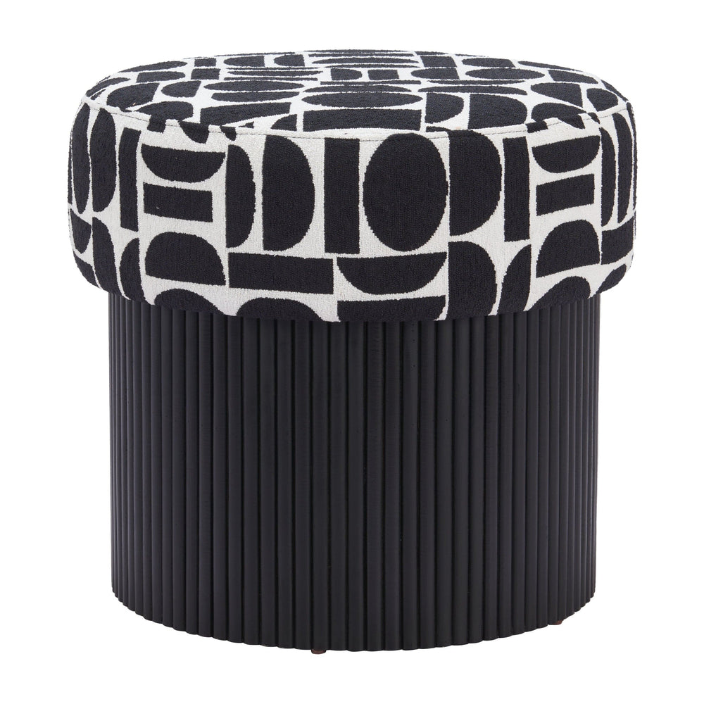 Boto Storage Ottoman, Black & White-Furniture-High Fashion Home