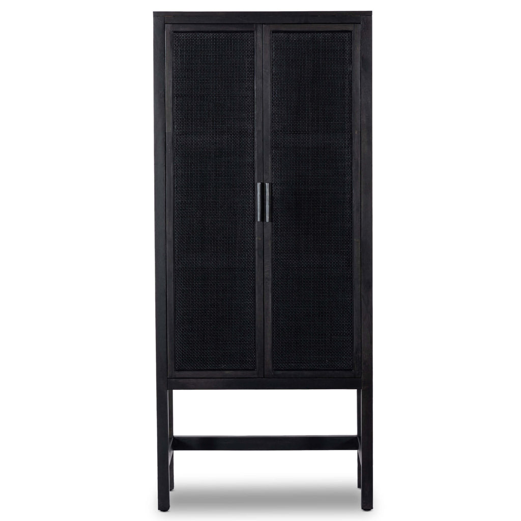 Caprice Narrow Cabinet, Black Wash w/Black Cane – High