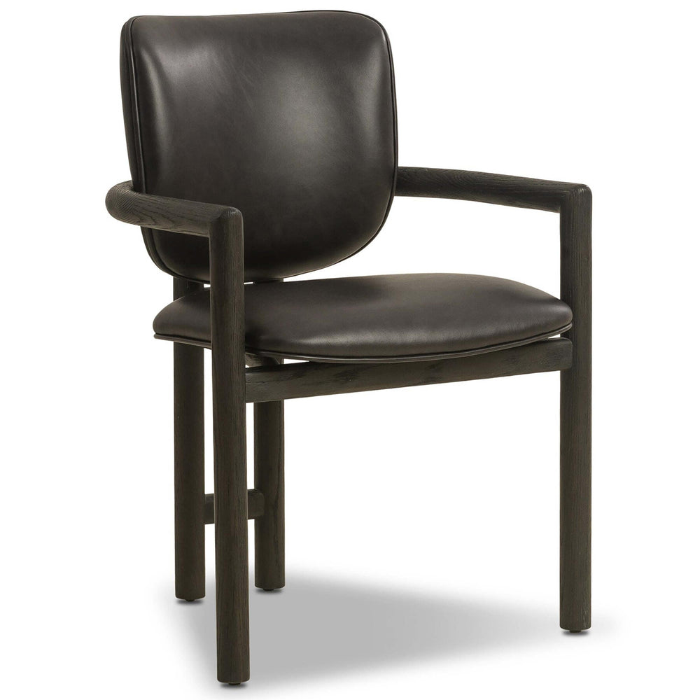 Madeira Leather Dining Armchair, Sonoma Black by Four Hands-Furniture - Dining-High Fashion Home