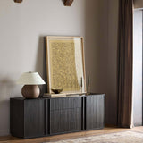 Leo Media Console, Smoked Black by Four Hands-Furniture - Storage-High Fashion Home