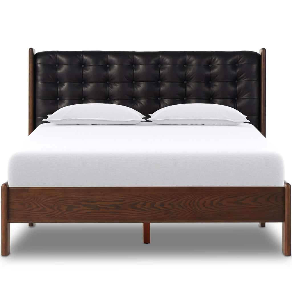 Halston Leather Bed in Heirloom Black by Four Hands | Italian
