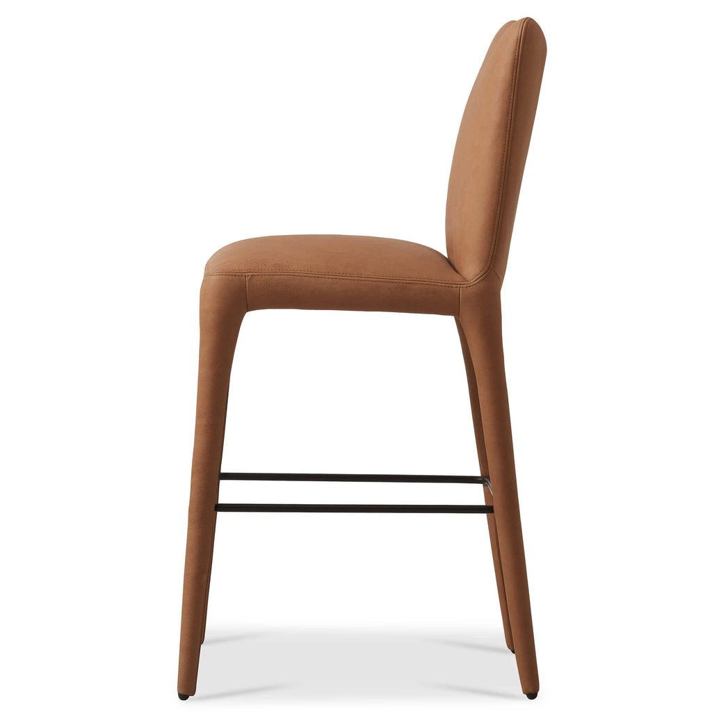 Monza Leather Bar Stool, Heritage Camel High Fashion Home