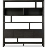 Noeline Wide Bookcase, Smoked Black-Furniture - Storage-High Fashion Home