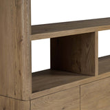 Noeline Wide Bookcase, Worn Oak-Furniture - Storage-High Fashion Home