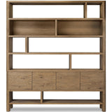Noeline Wide Bookcase, Worn Oak-Furniture - Storage-High Fashion Home