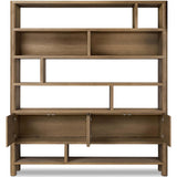 Noeline Wide Bookcase, Worn Oak-Furniture - Storage-High Fashion Home