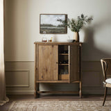 Bari Bar Cabinet, Weathered Oak by Amber Lewis x Four Hands-Furniture - Storage-High Fashion Home