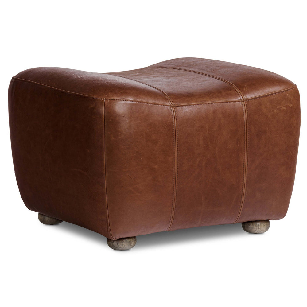 Kylo Leather Ottoman, Dulane Mahogany by Amber Lewis x Four Hands-Furniture - Benches-High Fashion Home