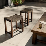 Savio Outdoor Accent Stool, Dark Textured by Amber Lewis x Four Hands-Furniture - Outdoor-High Fashion Home