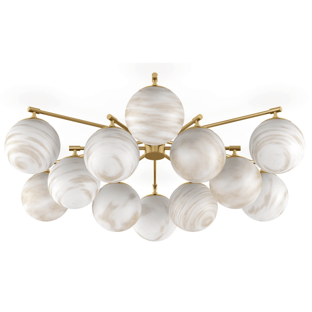 Orion Round Chandelier, Burnished Brass/Marble Glass by Four Hands-Lighting-High Fashion Home
