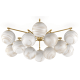 Orion Round Chandelier, Burnished Brass/Marble Glass by Four Hands-Lighting-High Fashion Home