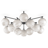 Orion Round Chandelier, Black Gunmetal/Marble Glass by Four Hands-Lighting-High Fashion Home
