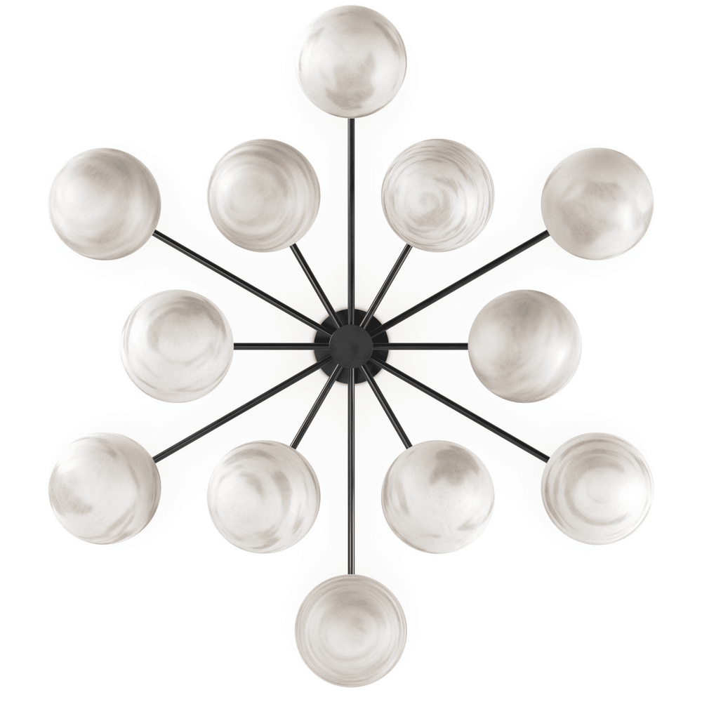Orion Round Chandelier, Black Gunmetal/Marble Glass by Four Hands-Lighting-High Fashion Home