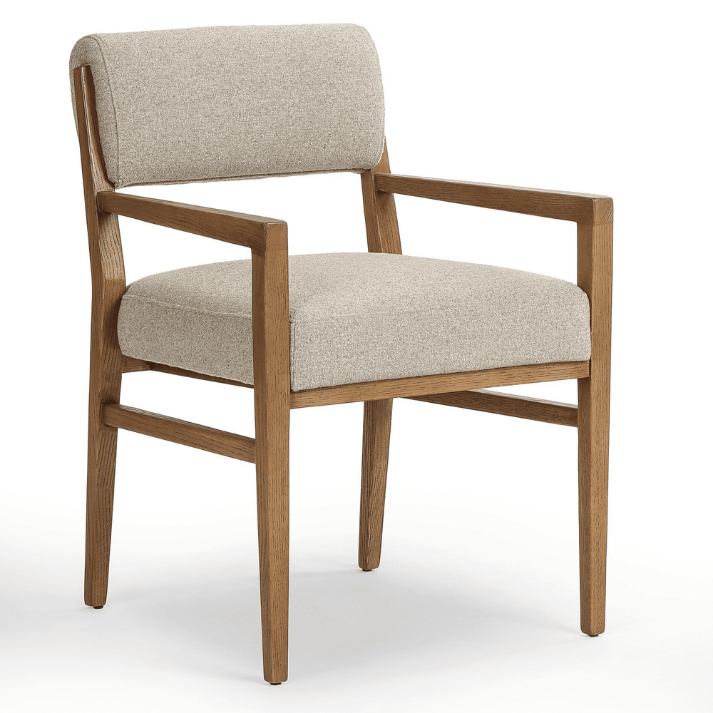 Navid Dining Arm Chair, Weslie Flax by Four Hands-Furniture - Dining-High Fashion Home