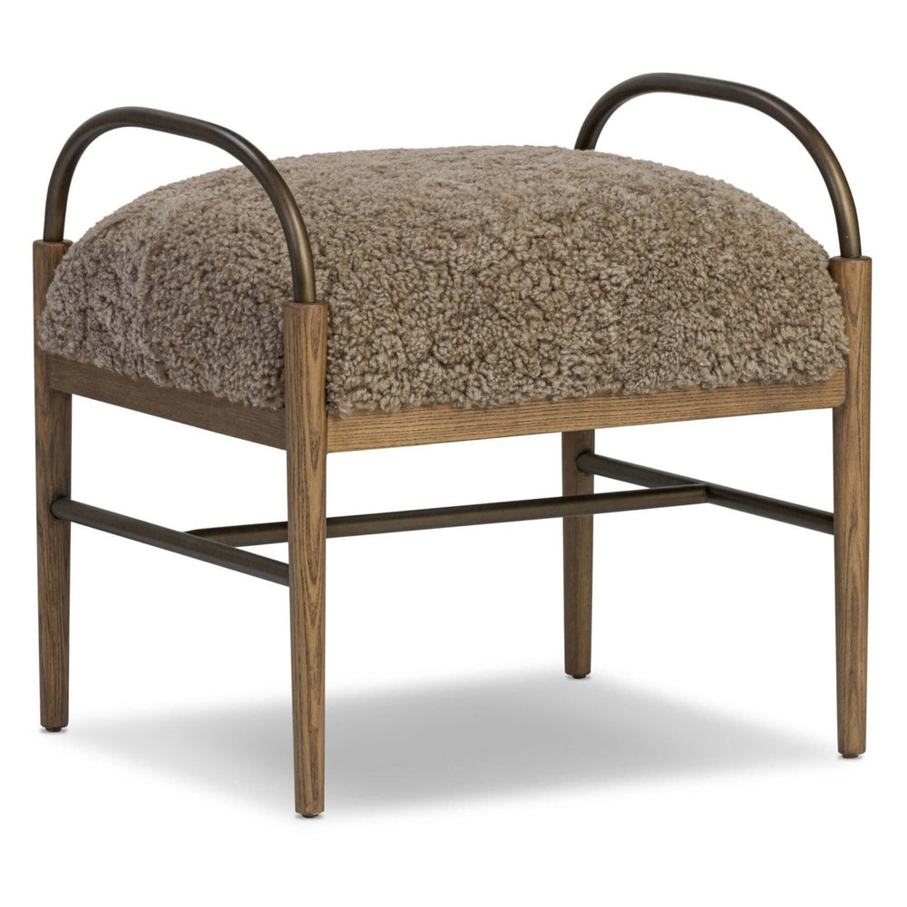 Demi Accent Stool, Taupe Shearling by Amber Lewis x Four Hands-Furniture - Benches-High Fashion Home