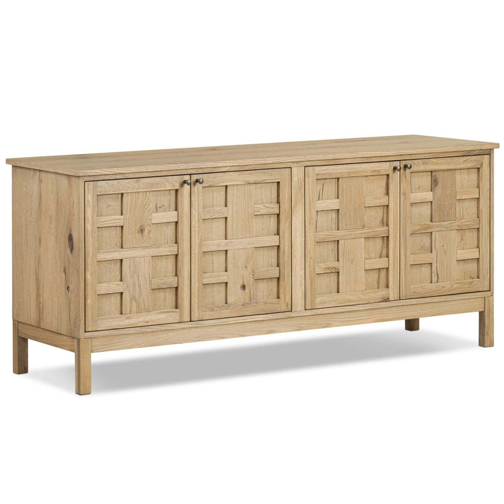 Alessio Media Console, Aged Natural Oak by Four Hands-Furniture - Storage-High Fashion Home