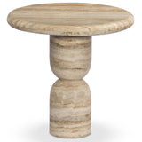 Figueroa End Table, Light Beige Travertine by Amber Lewis x Four Hands-Furniture - Accent Tables-High Fashion Home