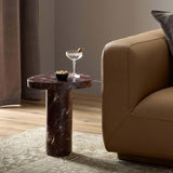 Zion End Table, Merlot Marble by Four Hands-Furniture - Accent Tables-High Fashion Home