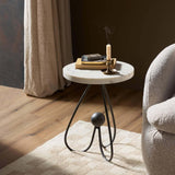Clove End Table, Veined White Marble by Four Hands-Furniture - Accent Tables-High Fashion Home