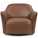 Bethany Leather Swivel Chair, Dulane Mahogany by Four Hands-Furniture - Chair-High Fashion Home