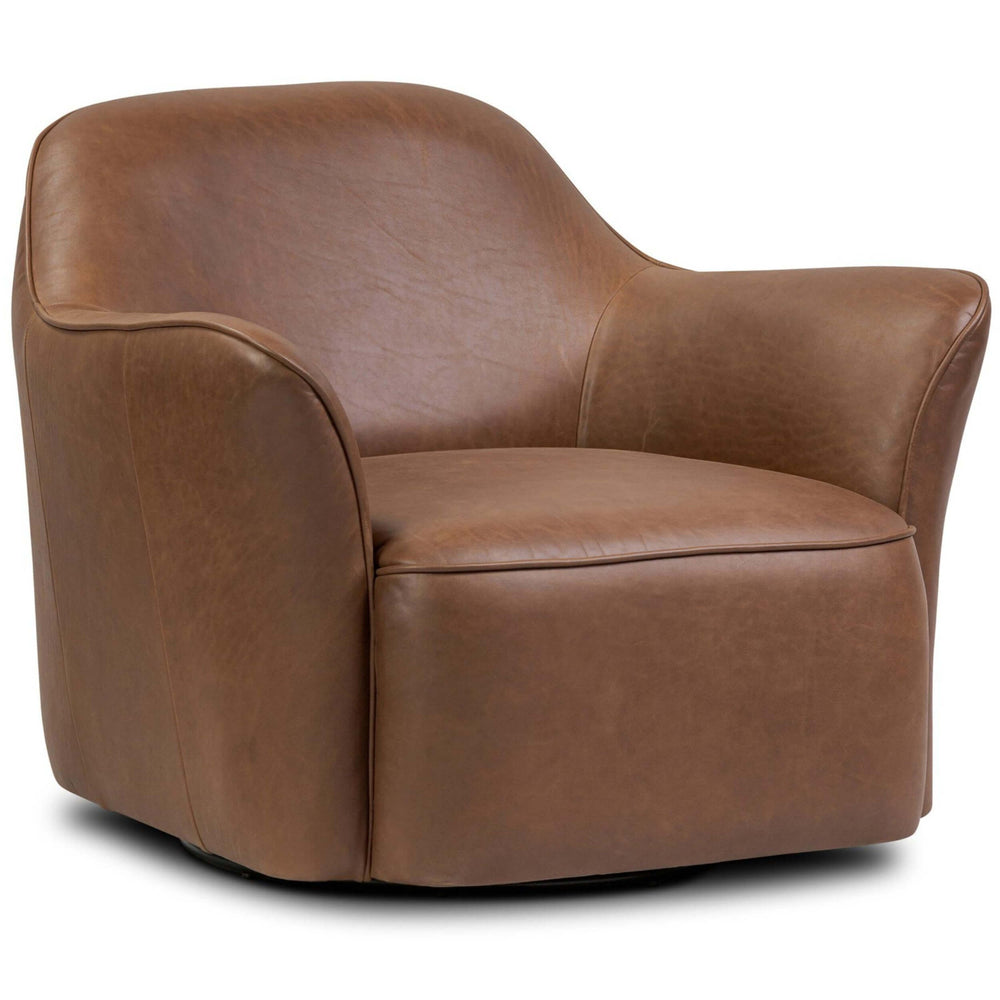 Bethany Leather Swivel Chair, Dulane Mahogany by Four Hands-Furniture - Chair-High Fashion Home