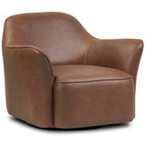 Bethany Leather Swivel Chair, Dulane Mahogany by Four Hands-Furniture - Chair-High Fashion Home