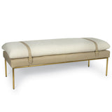 Aspen Leather and Boucle Faux Wool Bench, Cappuccino