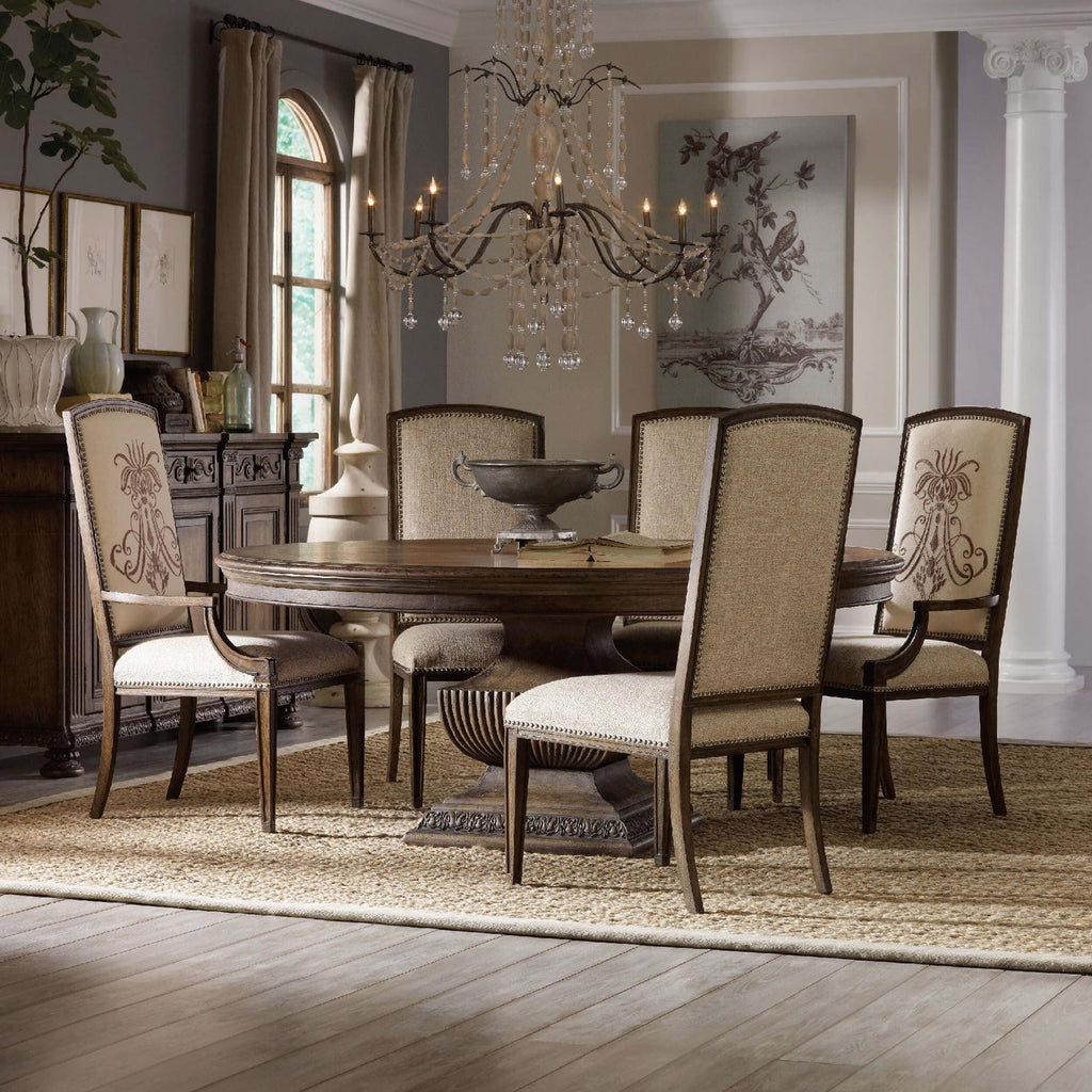 Rhapsody Round Dining Table, Rustic Walnut – High Fashion Home