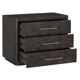 Marshall 3 Drawer Nightstand, Chocolate Burl-Furniture - Bedroom-High Fashion Home