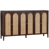 Acadian 6 Door Cabinet, Brown-Furniture - Storage-High Fashion Home