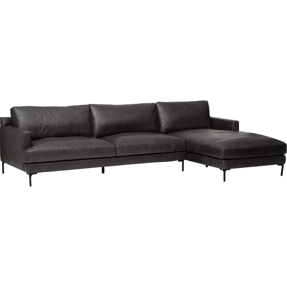 Ansel Leather Sectional, Marseille Black