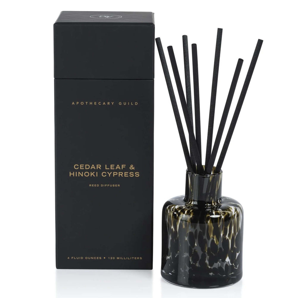 Apothecary Guild Opal Glass Reed Diffuser, Cedar Leaf & Hinoki Cypress-Accessories-High Fashion Home