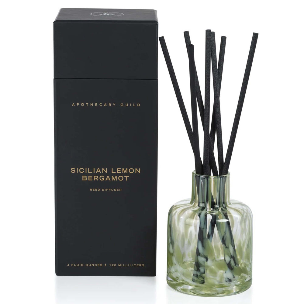 Apothecary Guild Opal Glass Reed Diffuser, Sicilian Lemon Bergamot-Accessories-High Fashion Home