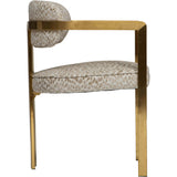 Athena Dining Arm Chair, Cloud Beige/Brushed Gold
