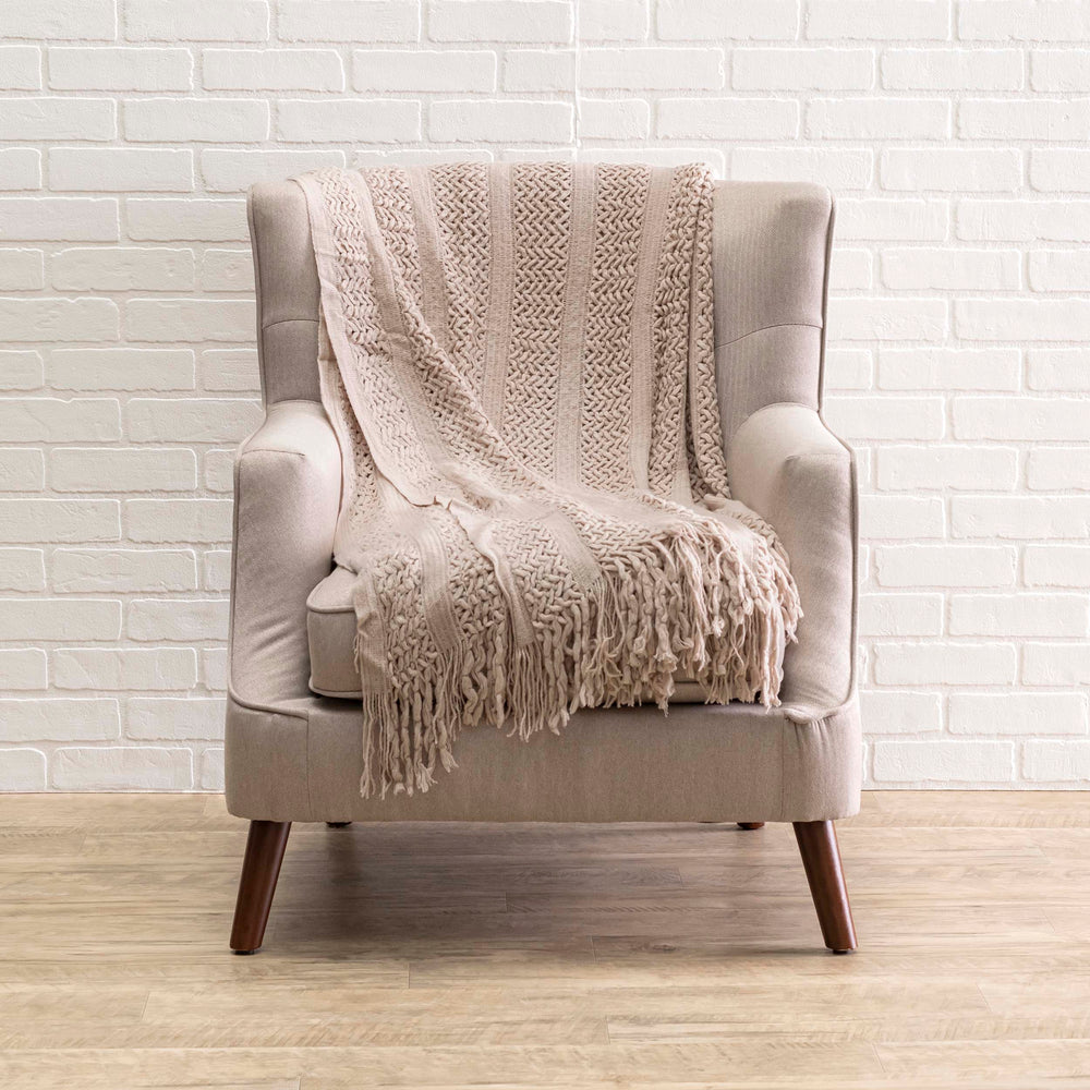 Atlas Knit Blanket, Beige