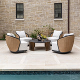 Bora Outdoor Swivel Chair, Louis Cream-Furniture - Chairs-High Fashion Home