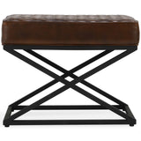 Bruno Leather Stool, Brown-Furniture - Chairs-High Fashion Home