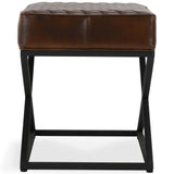 Bruno Leather Stool, Brown-Furniture - Chairs-High Fashion Home