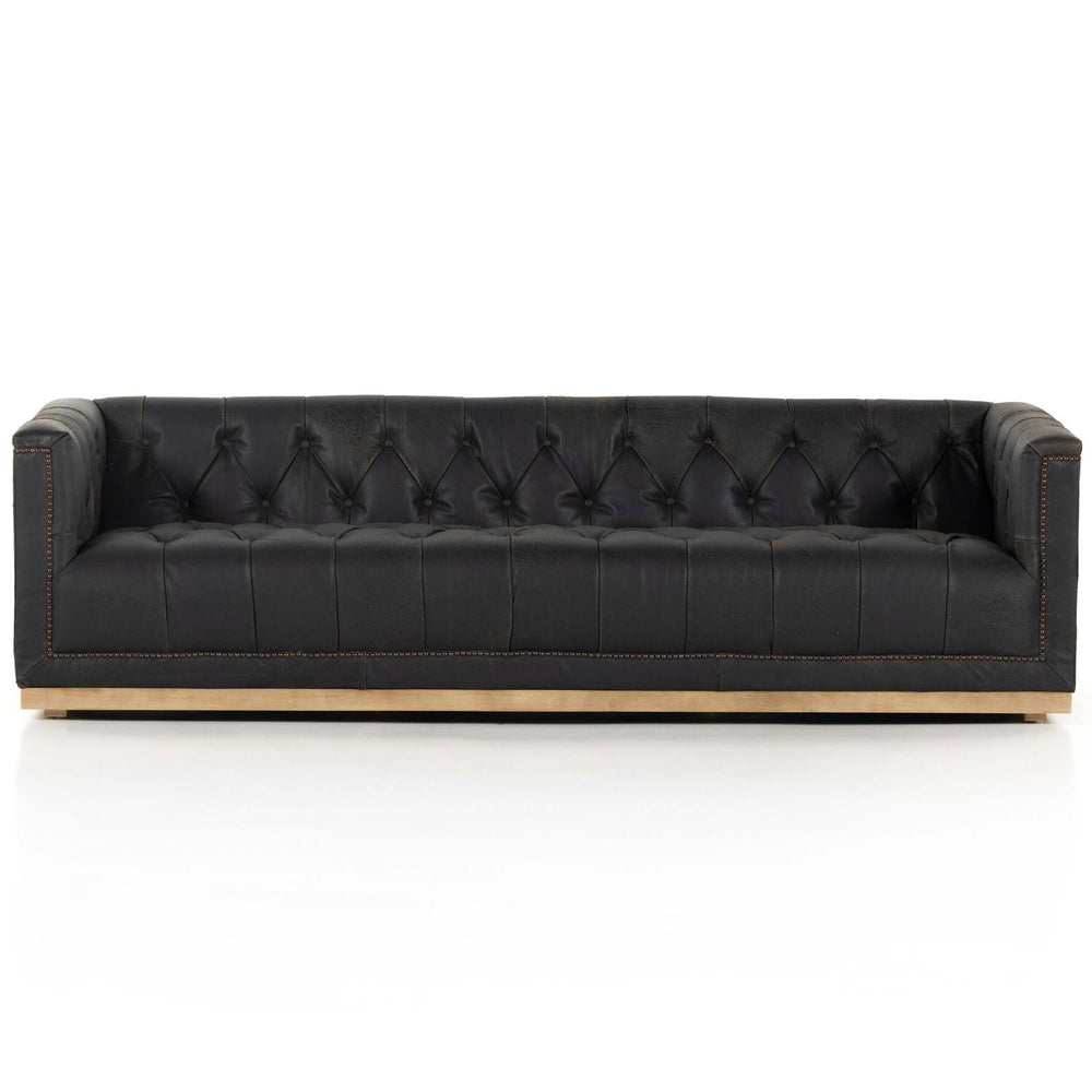 Maxx Leather Sofa, Destroyed Black by Four Hands