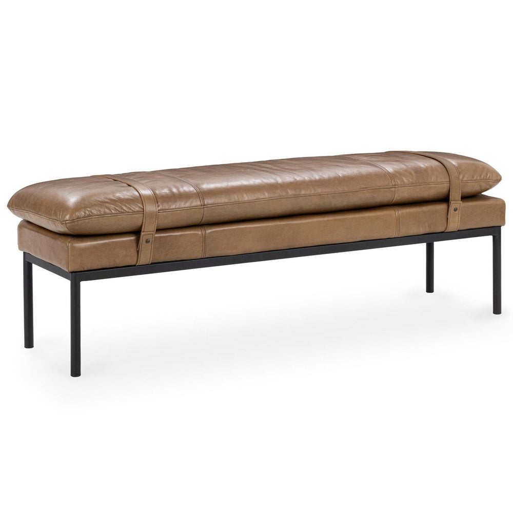 Celiah Leather Bench, Tan