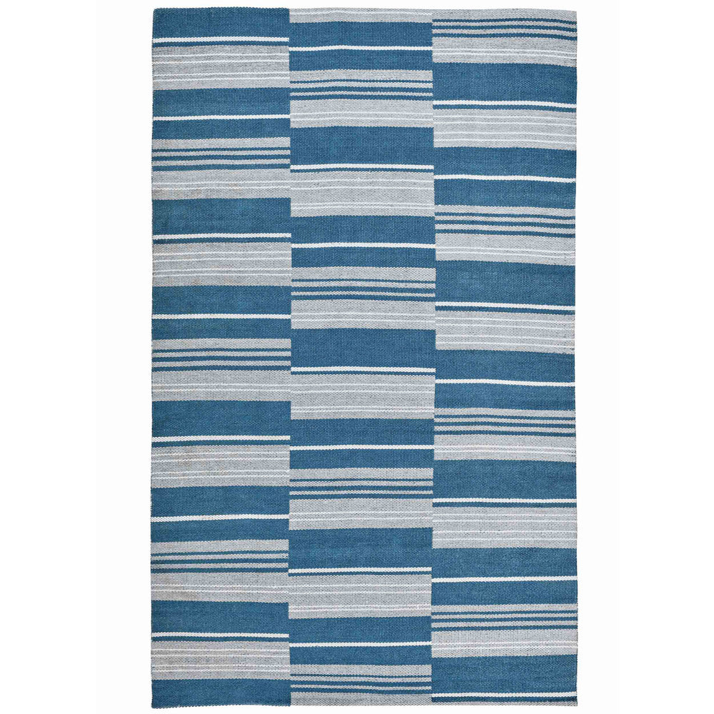 Colton Stripe Outdoor Rug, Cabana Blue-Rugs1-High Fashion Home