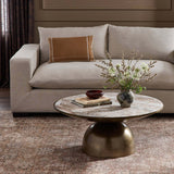 Corbett Small Coffee Table, Creamy Taupe Marble/Aged Bronze by Four Hands-Furniture - Accent Tables-High Fashion Home
