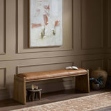 Eros Leather Bench, Conroe Drift by Four Hands-Furniture - Chair-High Fashion Home