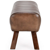 Florian Leather Bench, Antique Brown-Furniture - Benches-High Fashion Home