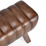 Florian Leather Bench, Antique Brown-Furniture - Benches-High Fashion Home