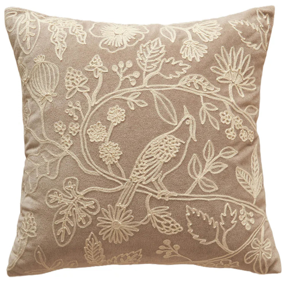 Flower and Bird Pillow, Caramel