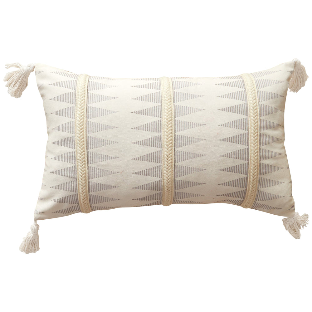 Geo Lumbar Braid Pillow, Grey