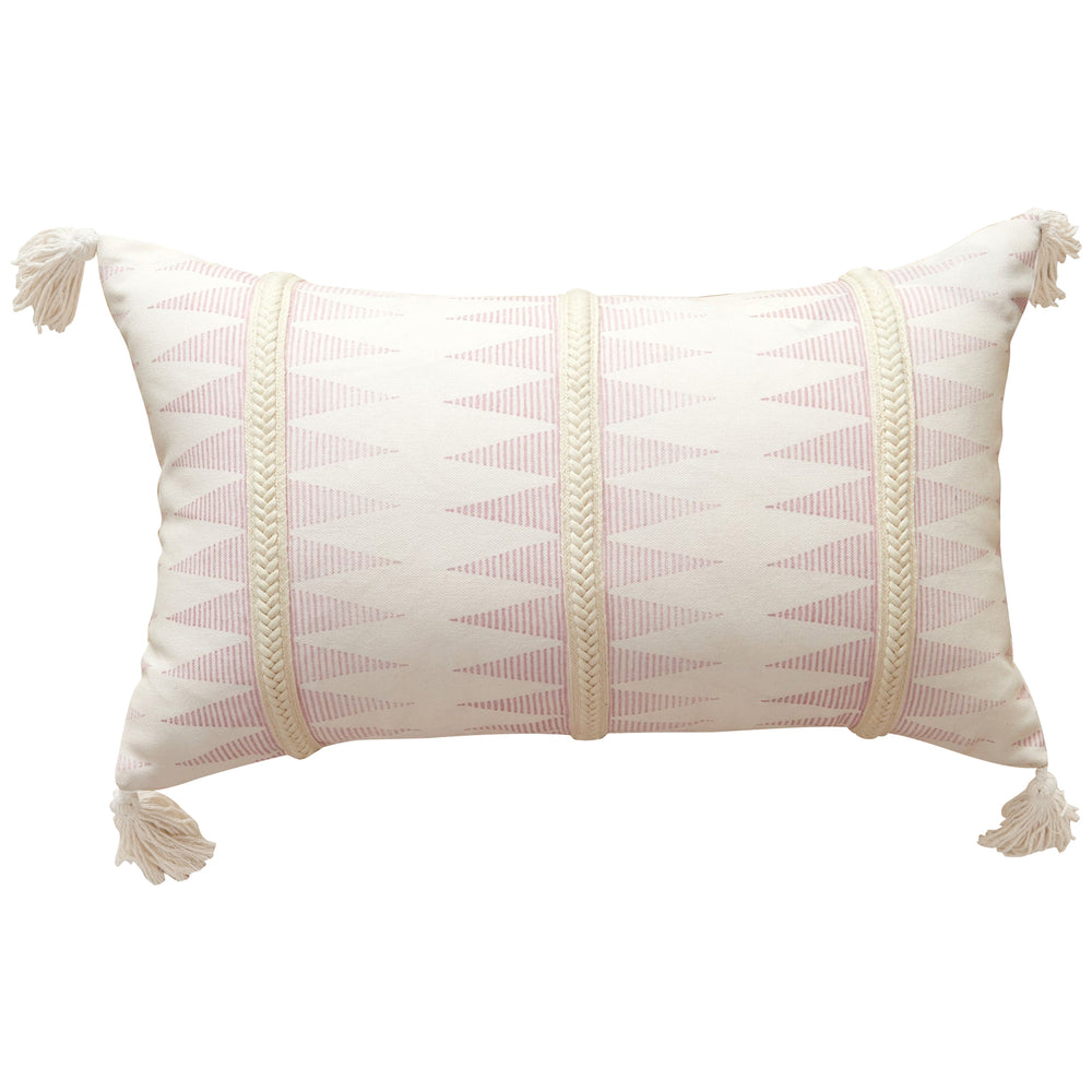 Geo Lumbar Braid Pillow, Pink